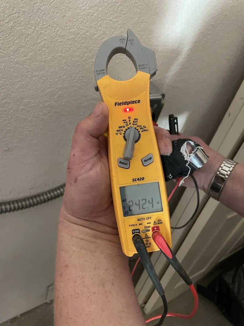 Voltage testing with clamp meter during Hot Tub / Pool Electrical Wiring in Buchanan